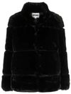 Apparis Skylar Faux Fur Tiered Short Coat In Black