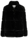 Apparis Skylar Faux Fur Tiered Short Coat In Noir