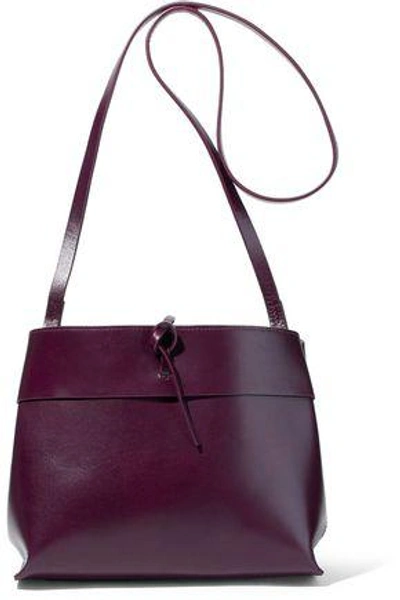 Kara Tie Leather Shoulder Bag In Plum