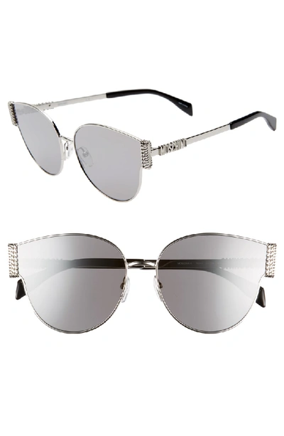 Moschino 61mm Special Fit Cat Eye Sunglasses - Silver/ Black