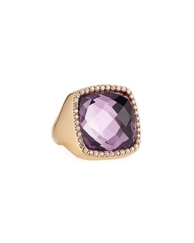 Roberto Coin 18k Rose Gold Amethyst Cocktail Ring With Diamonds In Purple/rose Gold