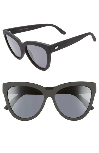 Le Specs Liar Liar 57mm Polarized Cat Eye Sunglasses In Black/smoke