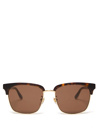 Gucci Square Tortoiseshell-acetate And Metal Sunglasses In Brown