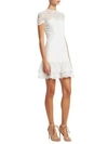 Jonathan Simkhai Women's Mixed Lace Cap Sleeve Mini Dress In White