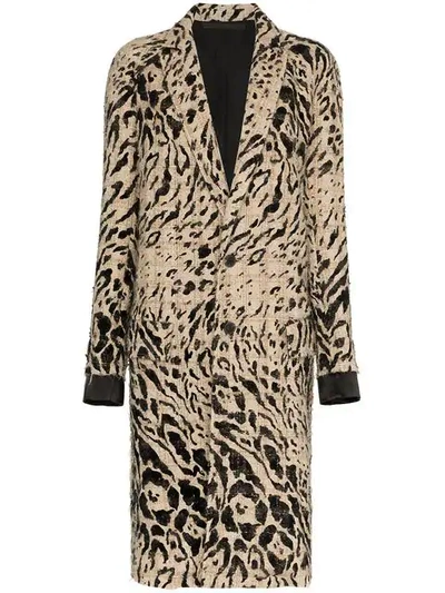 Haider Ackermann Animal Print Wool Coat In Sand