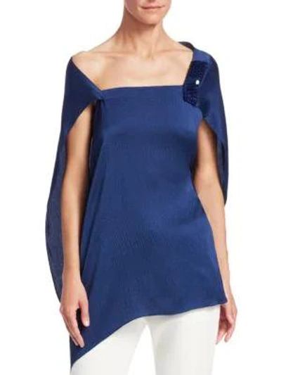 Roland Mouret Heartwell Hammered Silk Top In Ultramarine