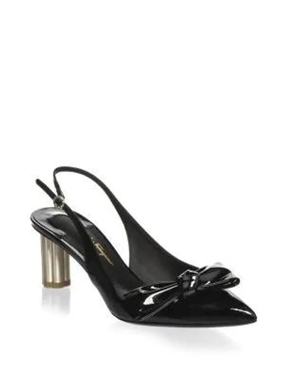 Ferragamo Women's Bow Patent Leather Slingback Pumps In Black