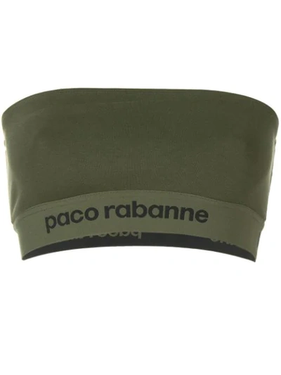 Paco Rabanne Logo Printed Tube Top In Green