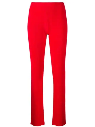 Priscavera Ribbed Straight Leg Trousers - Red In Red