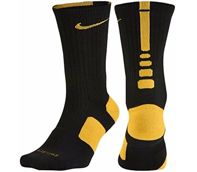 Nike Dri-fit Elite Crew Basketball Socks In Black/yellow | ModeSens