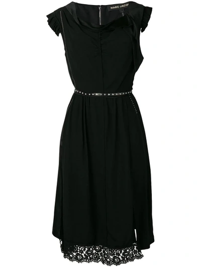 Marc Jacobs Lace Trim Midi Dress In Black
