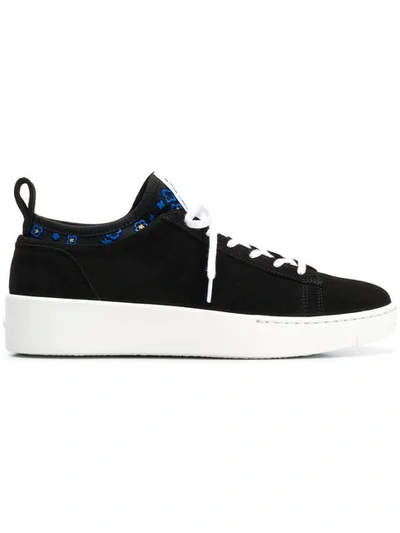 Kenzo Contrast Lace-up Trainers In Black