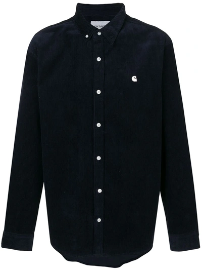 Carhartt Corduroy Button-down Shirt In Navy Blue