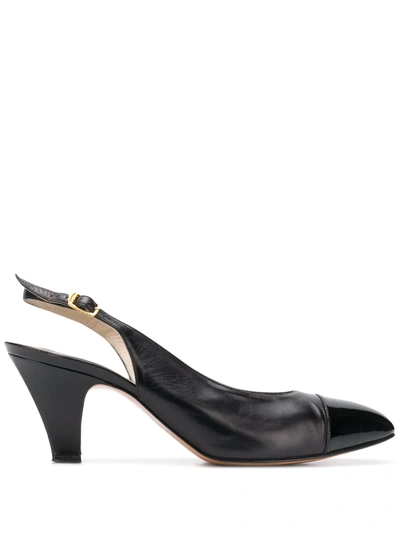 Pre-owned Ferragamo 1990's Slingback Pumps In Black