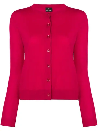 Ps By Paul Smith Crew Neck Cardigan In Red