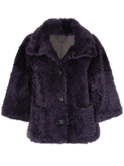 Desa 1972 Fitted Shearling Jacket In Purple