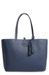 Tory Burch Mcgraw Leather Laptop Tote - Blue In Royal Navy