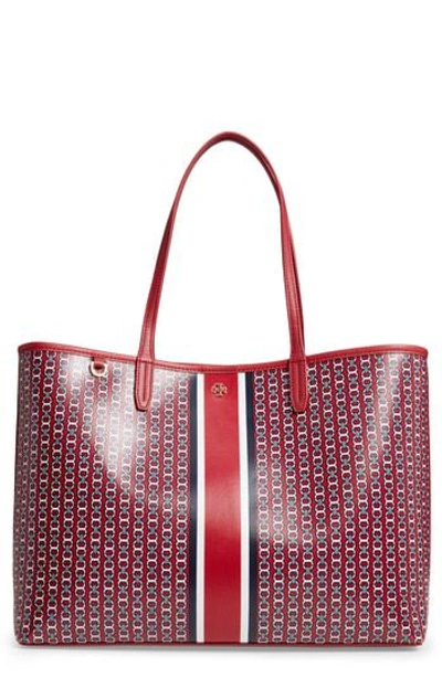 Tory Burch Gemini Link Coated Canvas Tote - Red In Redstone