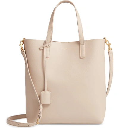 Saint Laurent Toy Leather Tote Bag With Shoulder Strap, Neutral In Light Natural