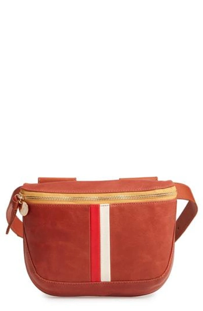 Clare V Leather Fanny Pack - Brown In Cognac Veg Stripe