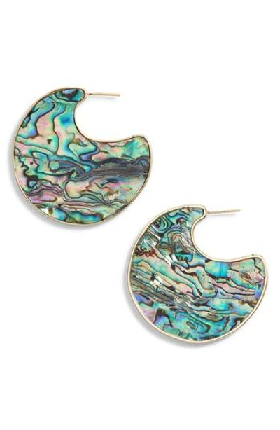 Argento Vivo Stone Sculptural Hoop Earrings In Abalone/ Gold