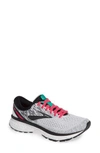 Brooks Ghost 11 Running Shoe In White/ Pink/ Black