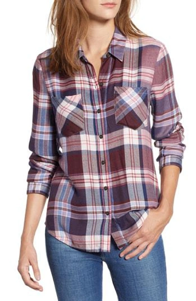 Lucky Brand Plaid Button-front Shirt In Burgandy Multi