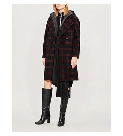Maje Checked Wool-blend Coat In Carreaux