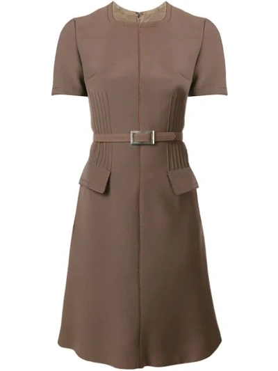 William Vintage A-line Belted Dress - Brown