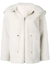 Yves Salomon Reversible Hooded Shearling Jacket In White