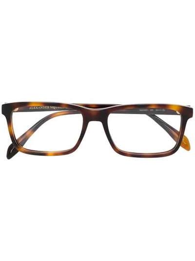 Alexander Mcqueen Eyewear Square Glasses - Brown