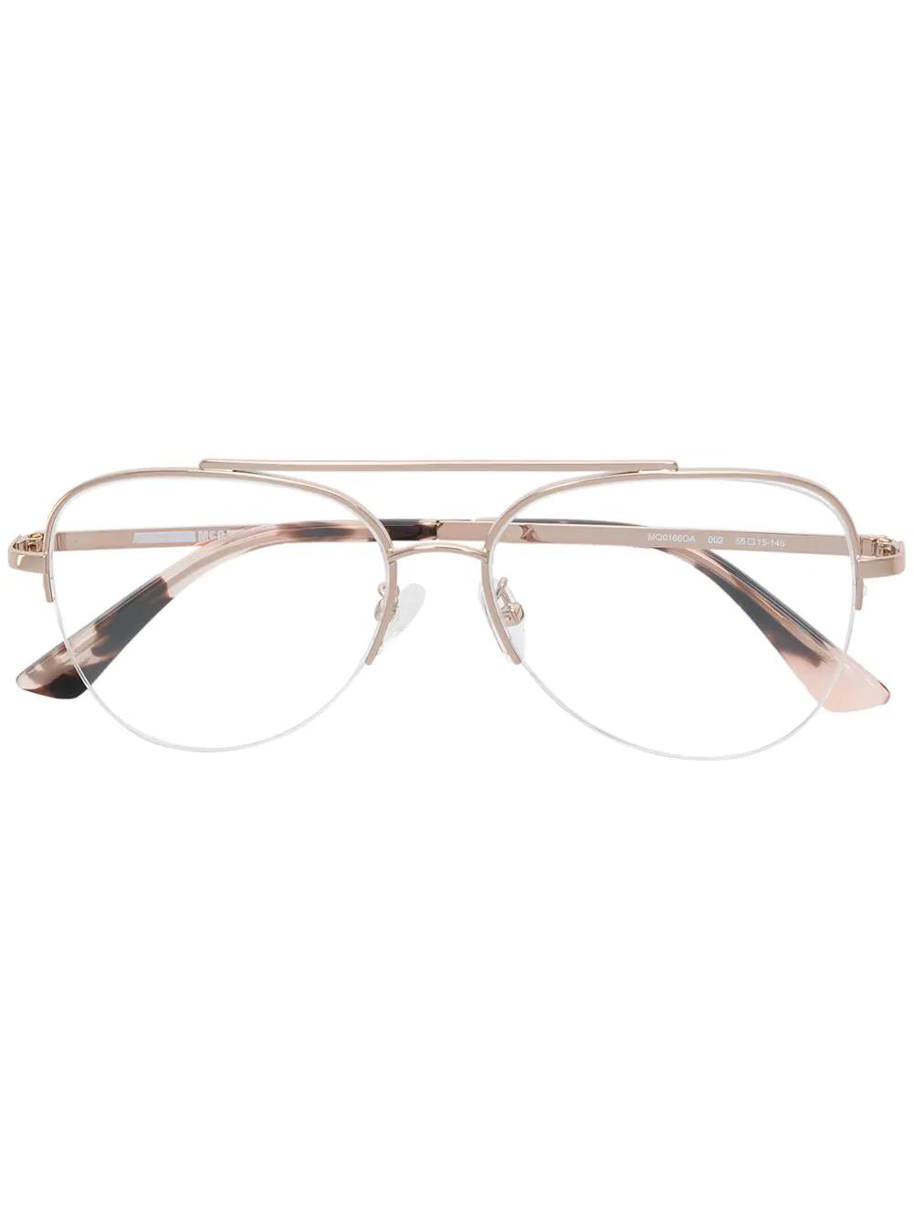Mcq By Alexander Mcqueen Eyewear Aviator Glasses - Gold | ModeSens