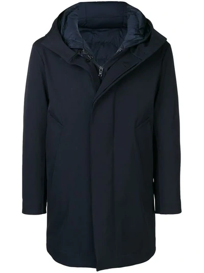 Moncler Padded Parka Coat In Blue