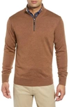 Peter Millar Crown Soft Wool Blend Quarter Zip Sweater In Cork