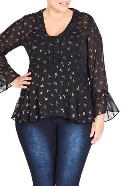 City Chic Shimmering Dove Detail Blouse