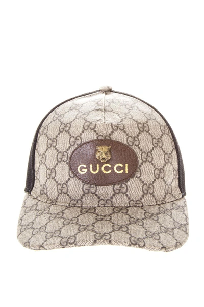 Gucci Tigers Print Gg Supreme Baseball Hat In Brown/black