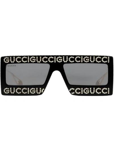 Gucci Eyewear 面具造型太阳眼镜 - 黑色 In Black