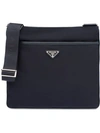 Prada Logo Plaque Messenger Bag In Blue