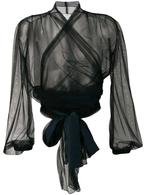 sheer wrap blouse