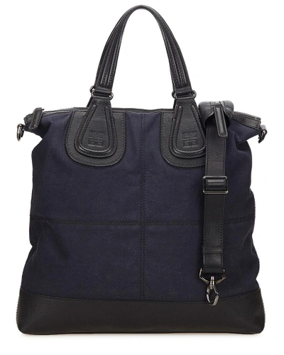 Givenchy Dark Blue Canvas Nightingale Shopper Bag In Nocolor