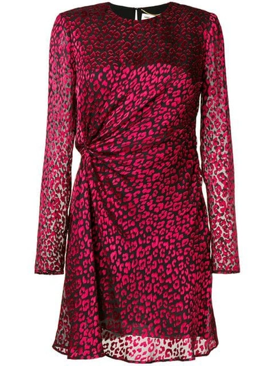 Saint Laurent Gathered Detail Mini Dress In Red