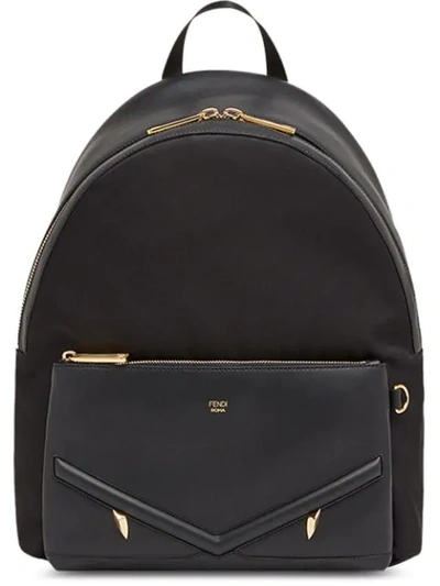 Fendi Large Appliqué Backpack In Black