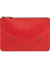 Fendi Zipped Appliqué Clutch Bag - Red