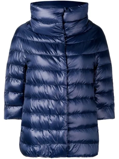 Herno 3/4 Sleeve Puffer Jacket - Blue In Blue