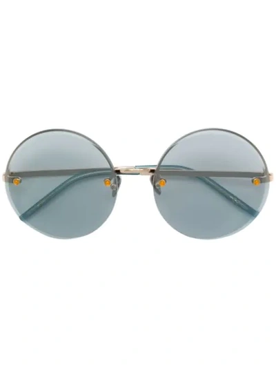 Pomellato Eyewear Crystal Embellished Round Sunglasses In Blue