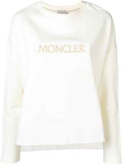 Moncler Loose Fit Logo Sweatshirt In White