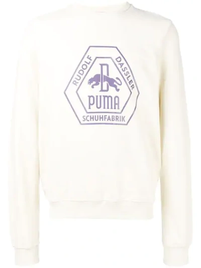 Puma Logo Sweatshirt In Neutrals