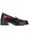 Tod's Chunky Heel Loafers In Red