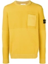 Stone Island Chest Pocket Knitted Jumper In Yellow
