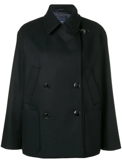 Fay Double Breasted Coat In Blue